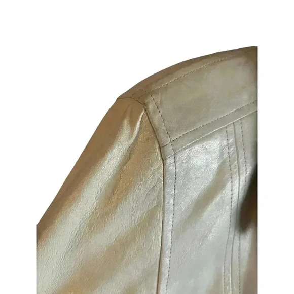 Ira Hoss Women’s 100% Leather Jacket Genuine Mink Collar Ivory Zip Up Size M - Picture 11 of 12